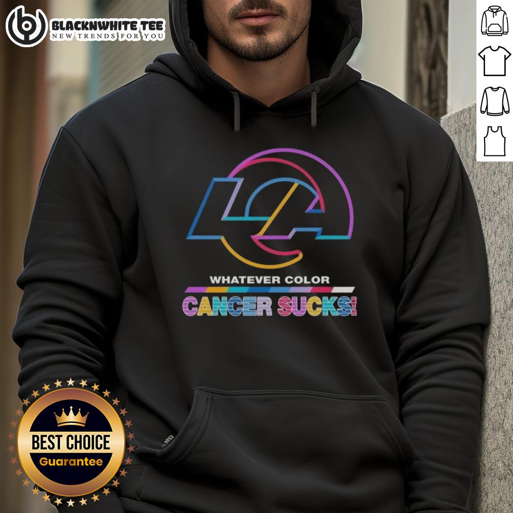 Good Los Angeles Rams Football Whatever Color Cancer Sucks Logo Colors T-Shirt - Image 2