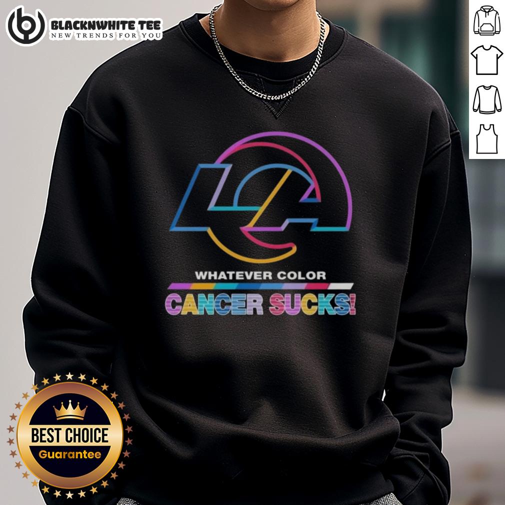Good Los Angeles Rams Football Whatever Color Cancer Sucks Logo Colors T-Shirt - Image 5