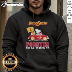 Alternative view of Top Peanuts Snoopy Driving Car Iowa State Cyclones Forever Not Just When We Win T-Shirt