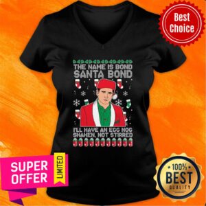 Alternative view of The Name Is Bond Santa Bond I'll Have An Egg Nog Shaken Not Stirred Christmas Shirt