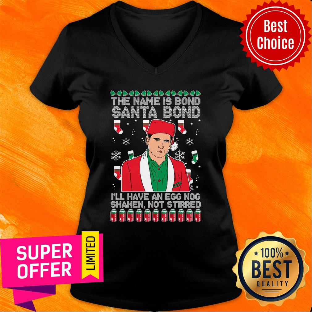 The Name Is Bond Santa Bond I'll Have An Egg Nog Shaken Not Stirred Christmas Shirt - Image 2