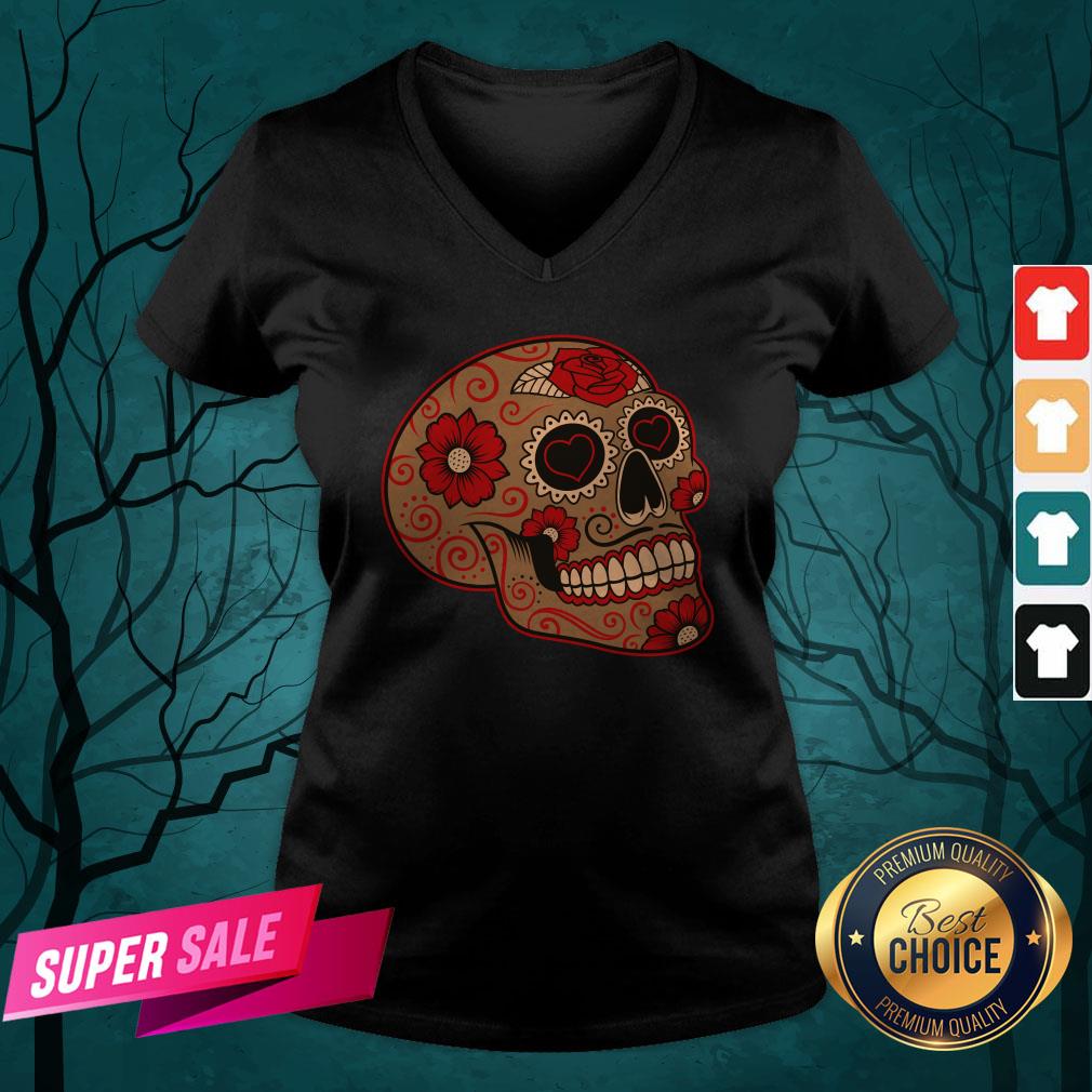 Dia De Los Muertos Sugar Skull In Mexican Shirt - Image 5