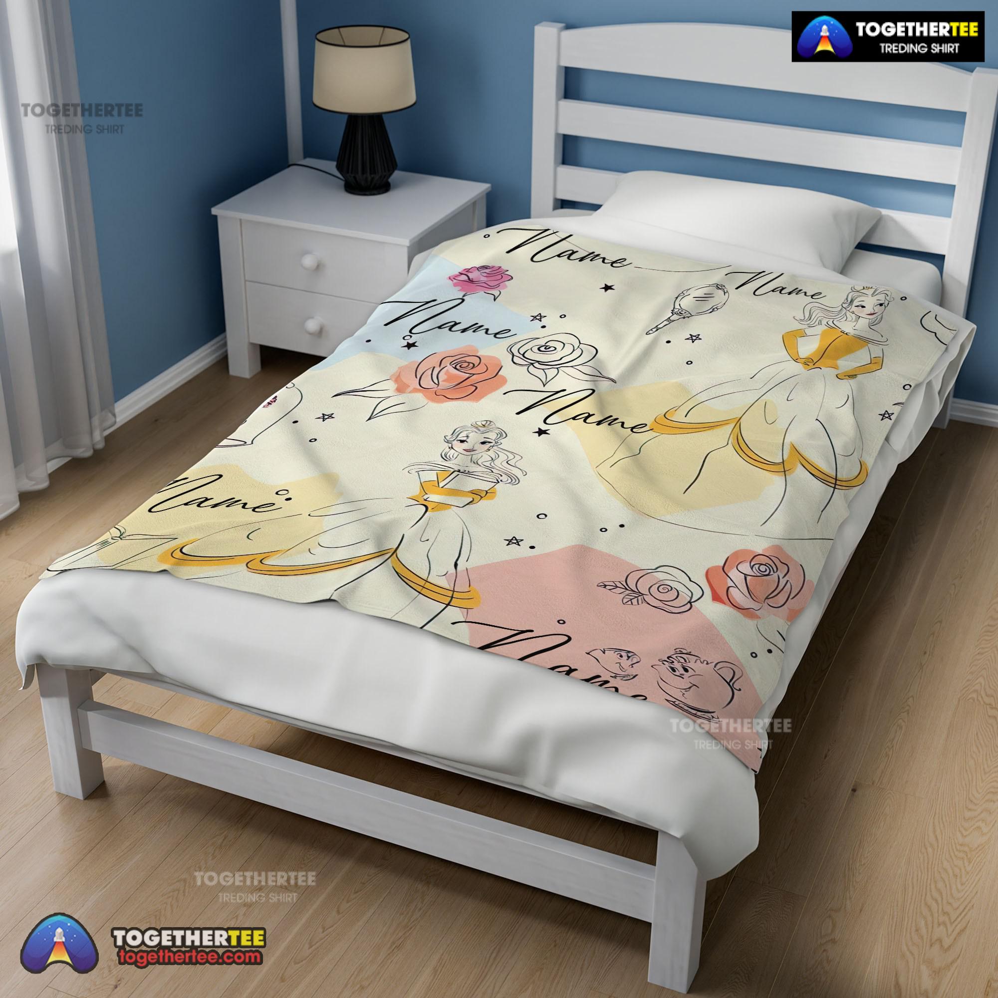 Official Disney Elegant Princess Belle Pretty Blanket Fleece Customized Blanket - Image 2