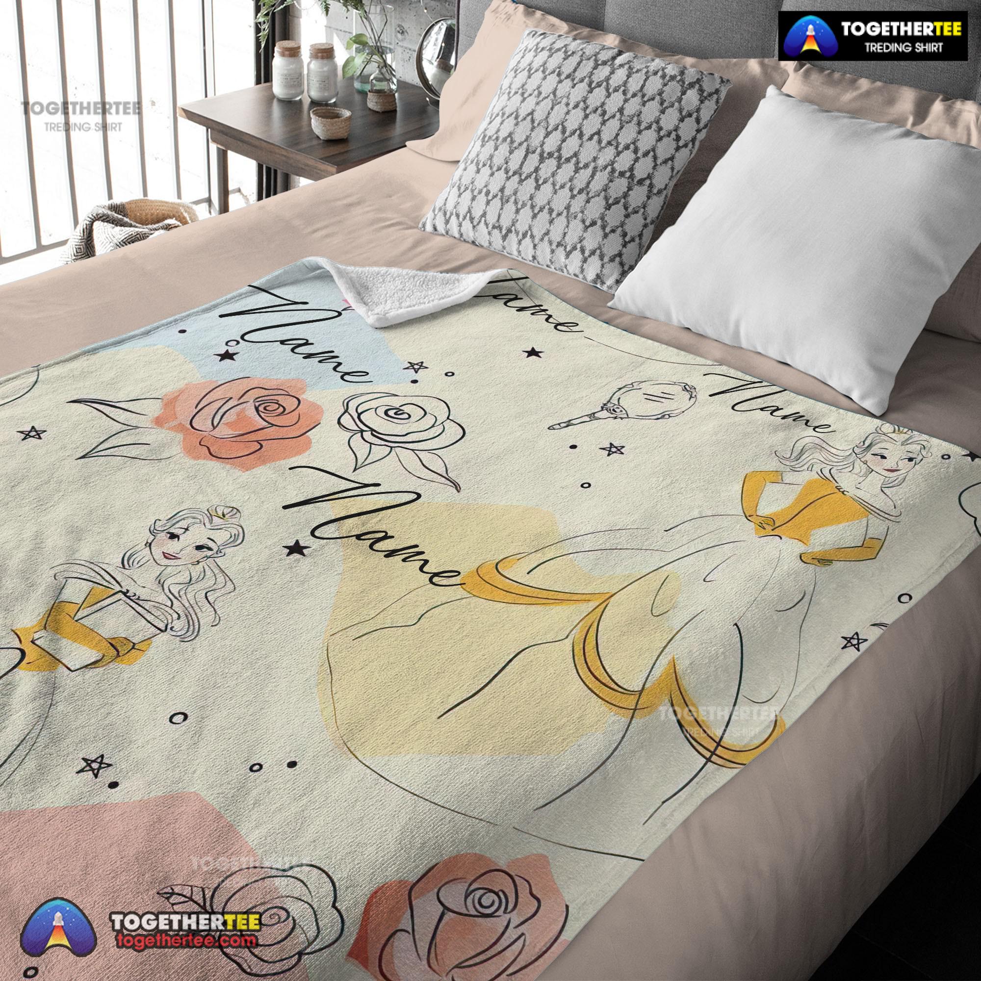 Official Disney Elegant Princess Belle Pretty Blanket Fleece Customized Blanket - Image 3