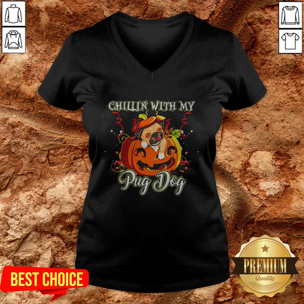 Chillin With My Pug Dog Halloween Shirt - Image 2