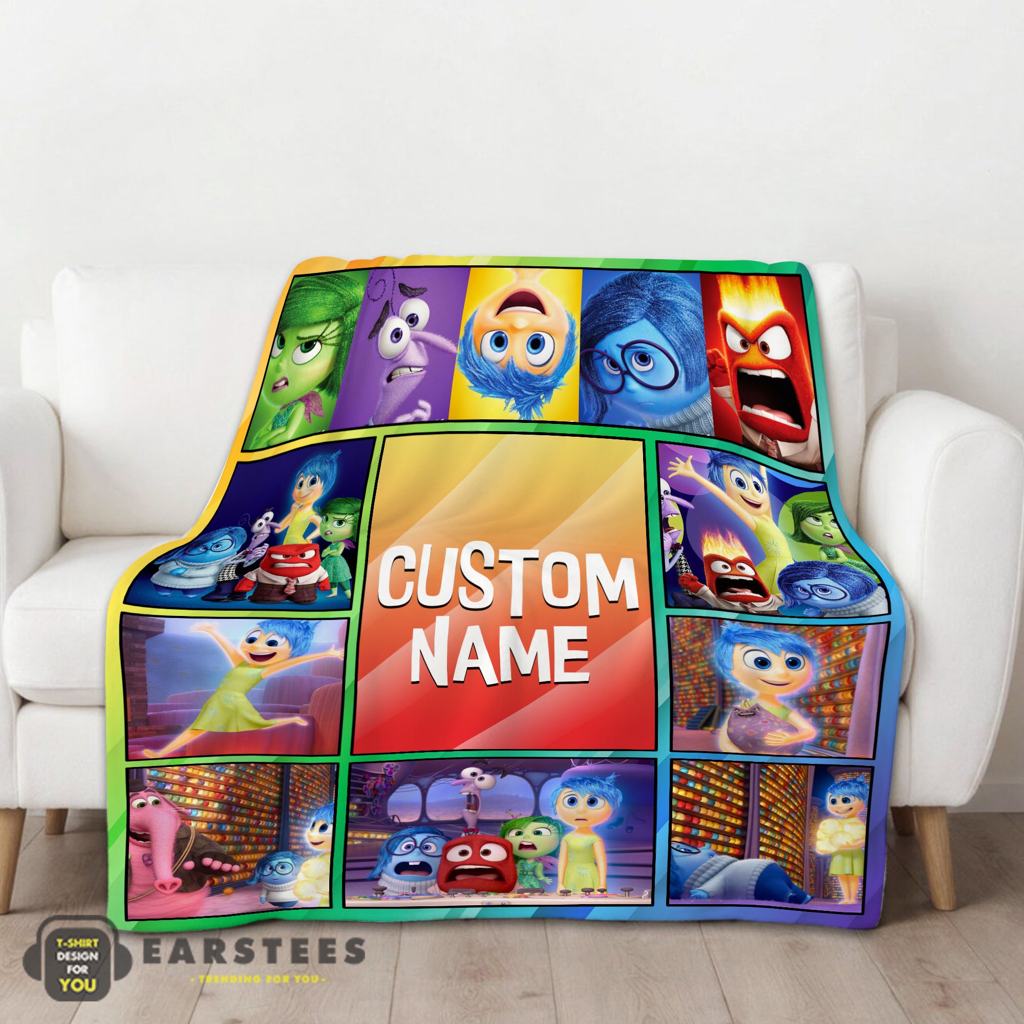Good Disney Inside Out Colorful Collage Blanket Fleece Customized Blanket - Image 2