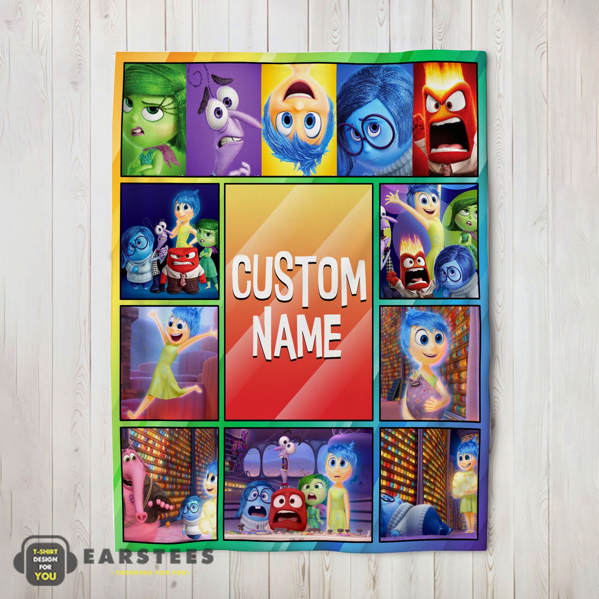 Good Disney Inside Out Colorful Collage Blanket Fleece Customized Blanket