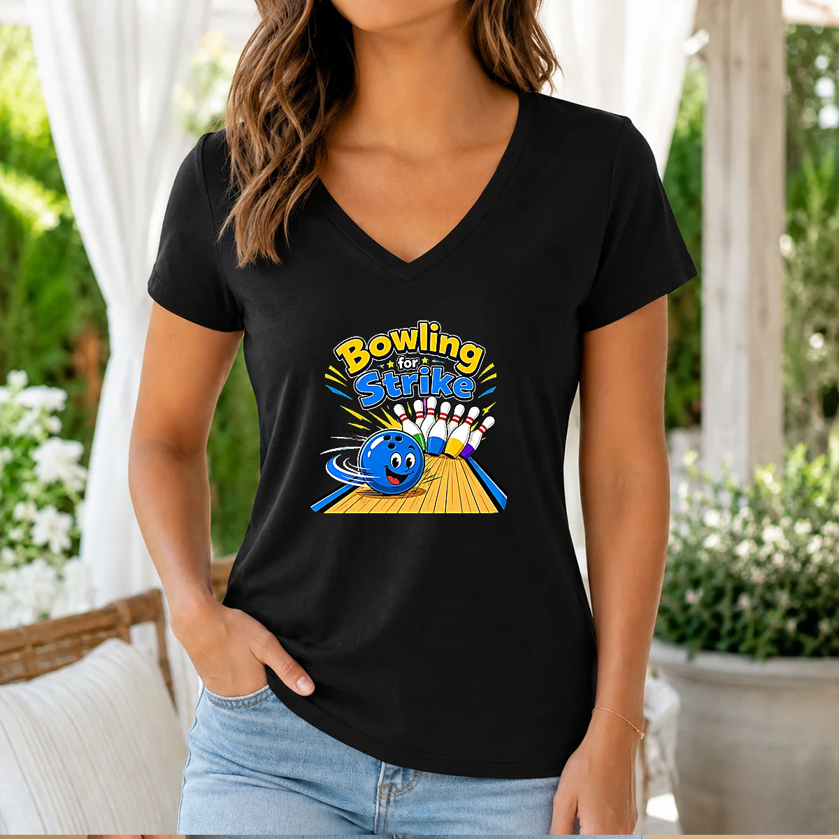 Premium Bowling For Strike Fun Vector Shirt - Image 2