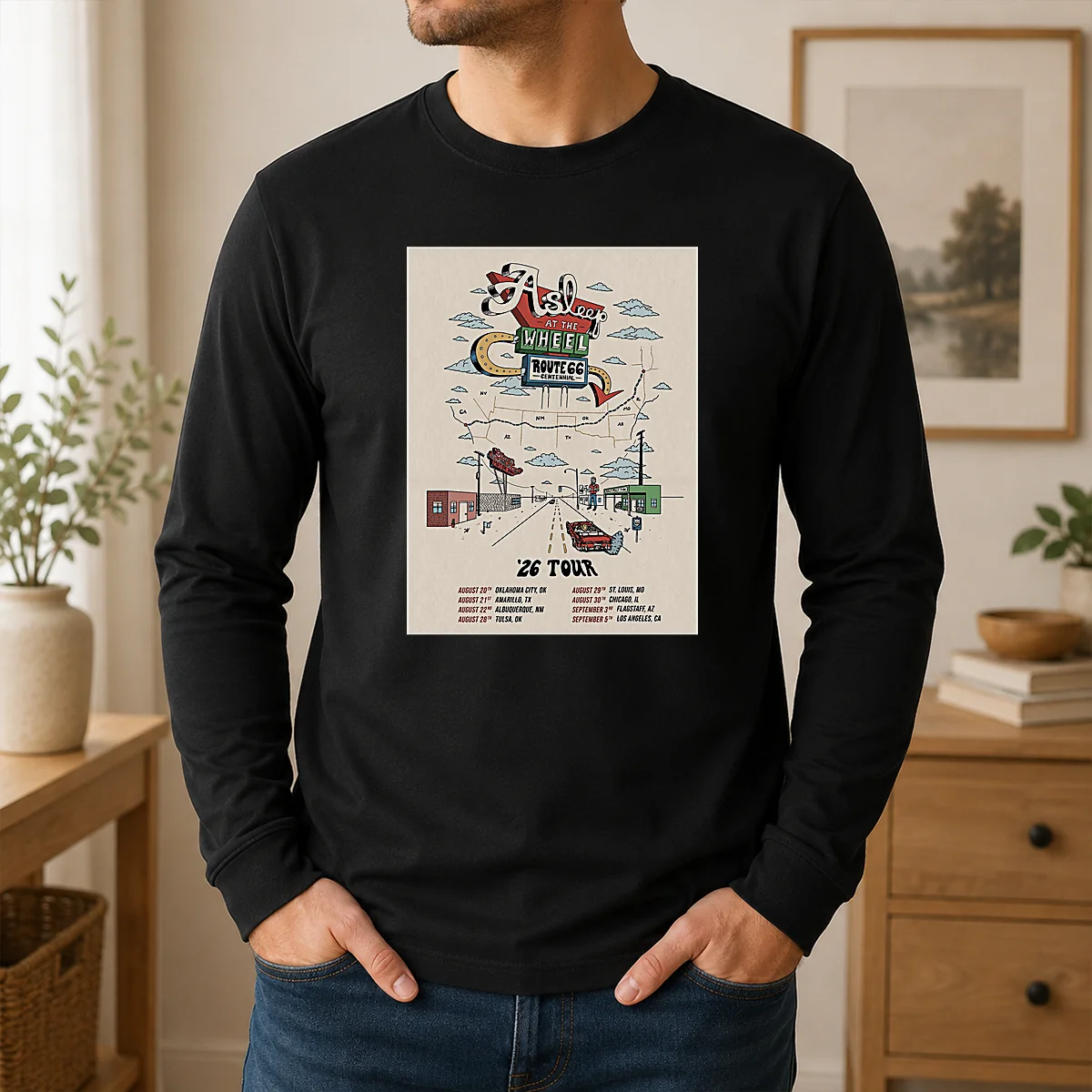 Pretty Asleep At The Wheel Route 66 Centennial 2026 Shows Shirt - Image 6
