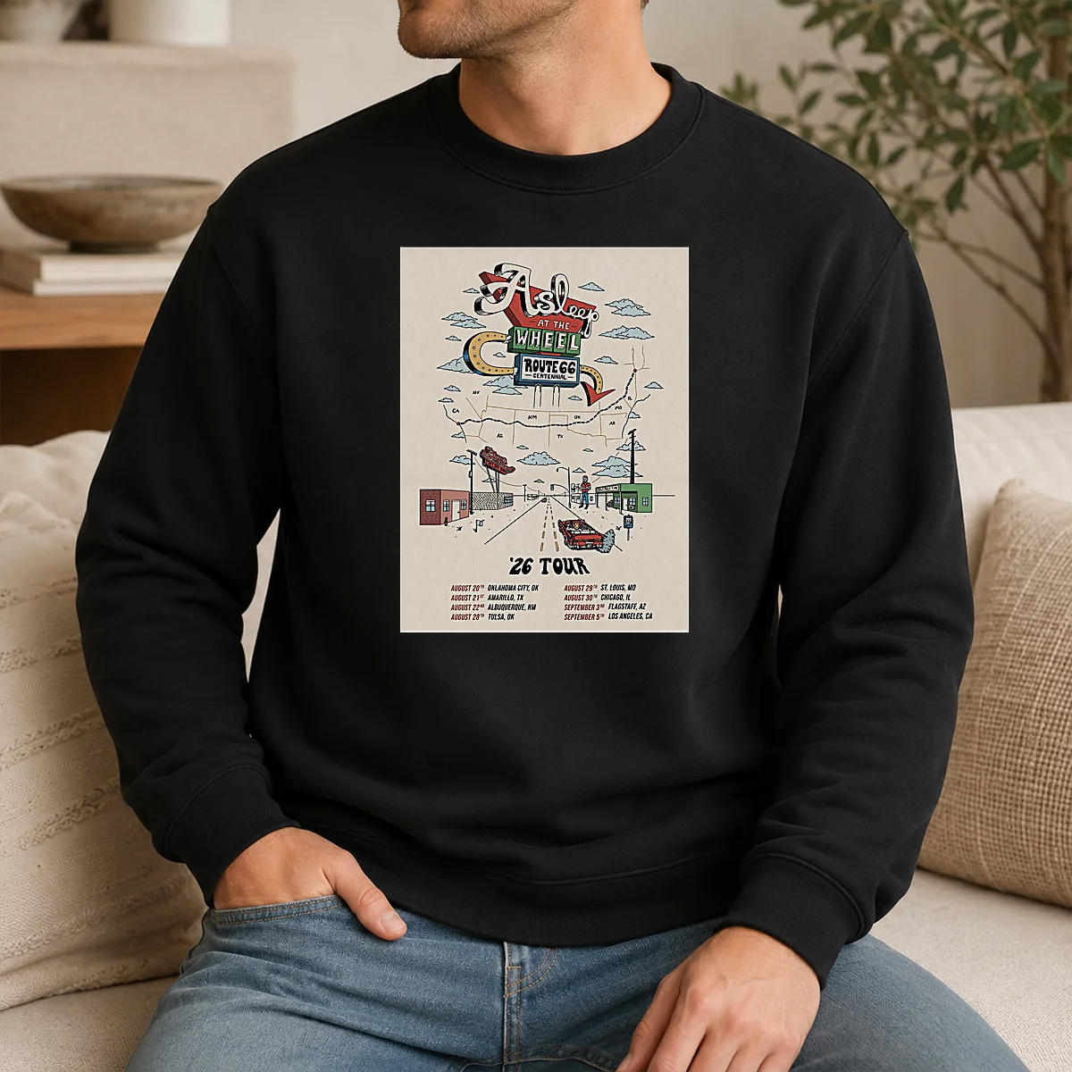 Pretty Asleep At The Wheel Route 66 Centennial 2026 Shows Shirt - Image 7
