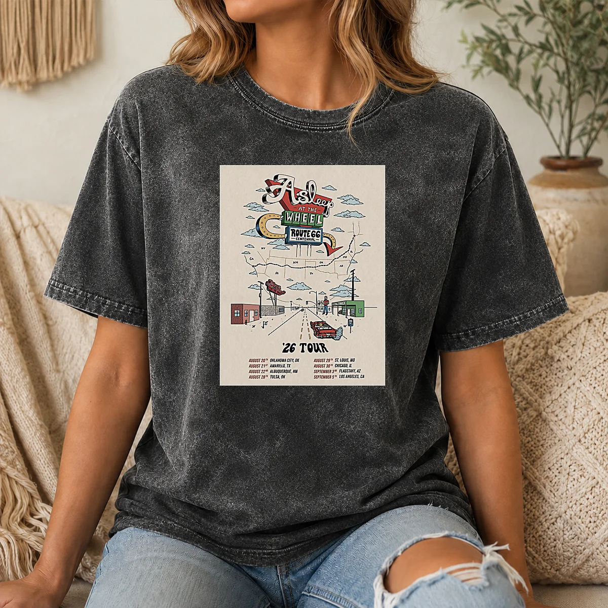 Pretty Asleep At The Wheel Route 66 Centennial 2026 Shows Shirt - Image 8