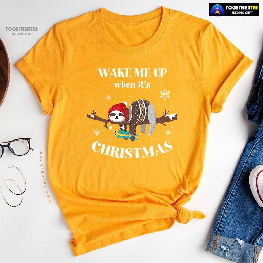 Sloth Wake Me Up When It’s Christmas T-Shirt - Image 12