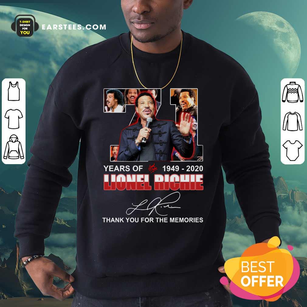 Original 71 Year Of 1949 2020 Lionel Richie Signature Thank You For The Memories Shirt - Image 5