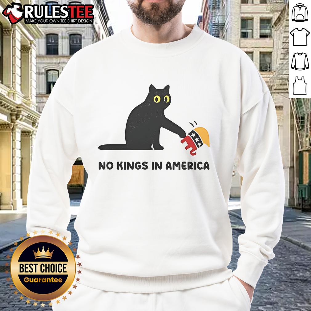 Cute Black Cat Vs Elephant Republican No Kings In America T-Shirt - Image 5
