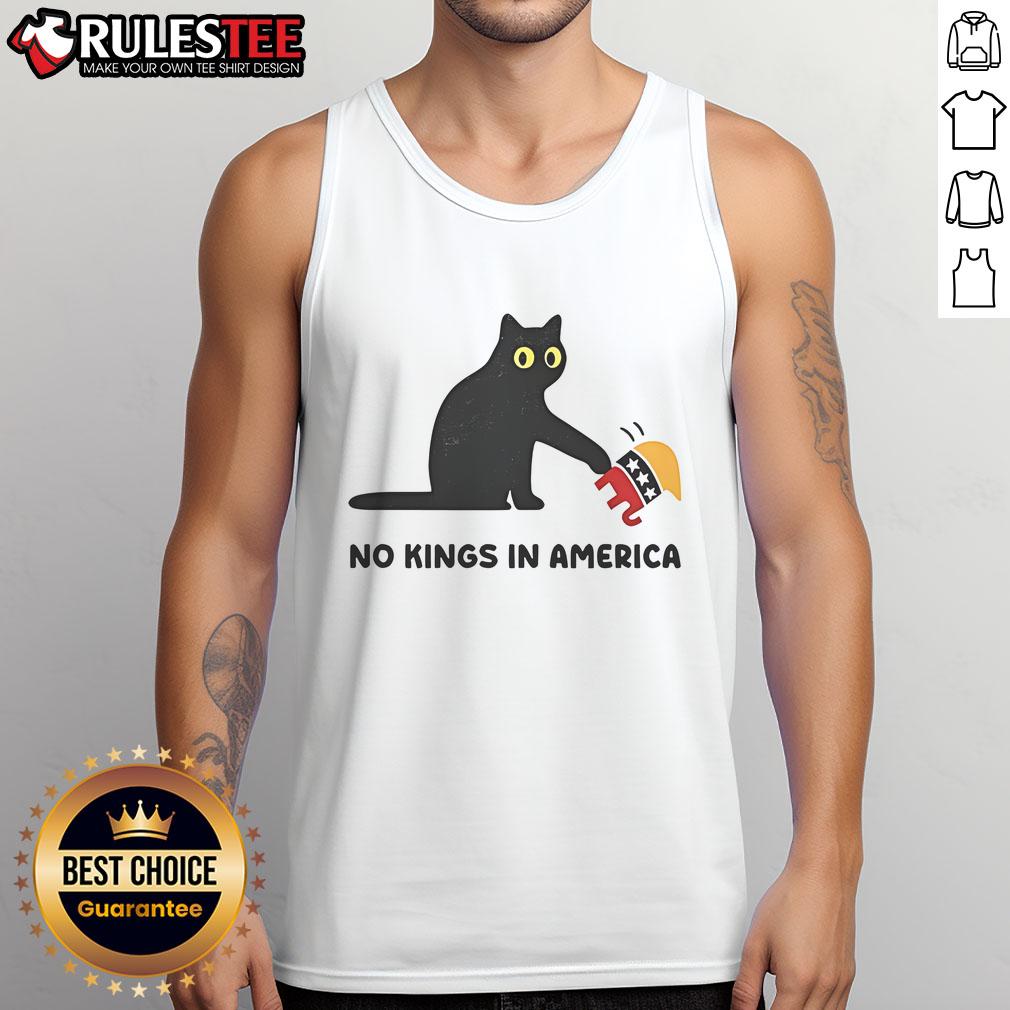 Cute Black Cat Vs Elephant Republican No Kings In America T-Shirt - Image 4