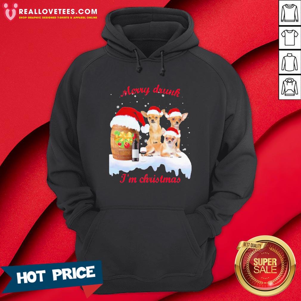 Hot Wine Chihuahuas Santa Merry Drunk I’m Christmas Shirt - Image 4