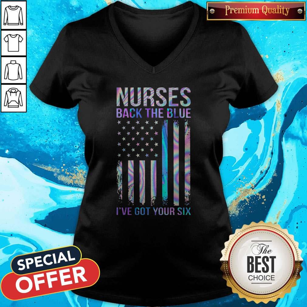 Nurses Back The Blue I'Ve Got Your Six American Flag Shirt - Image 2