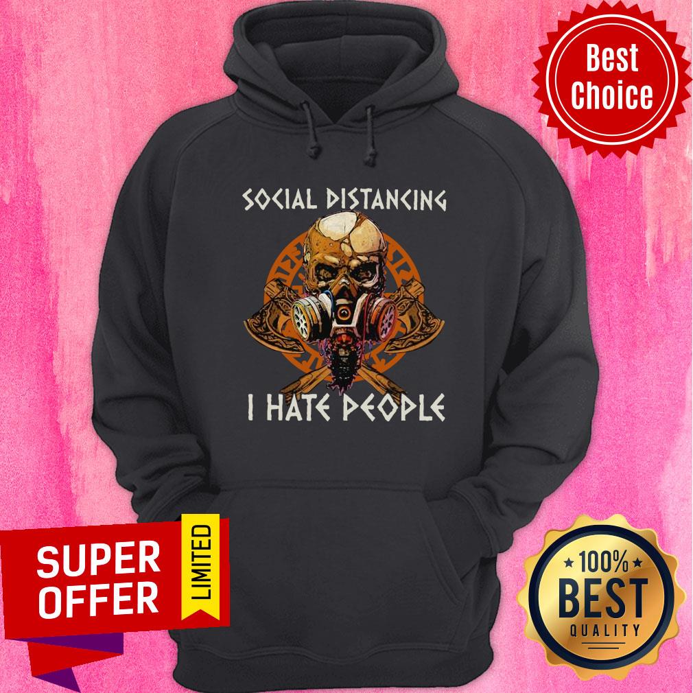 Skull Vikings Social Distancing I Hate People Shirt - Image 5