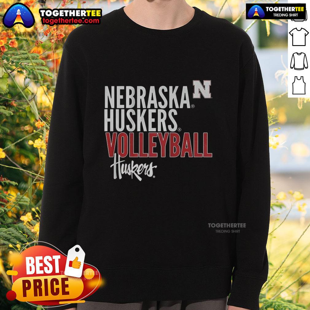 Good Nebraska Huskers Volleyball Text Logo Overlay T-Shirt - Image 5