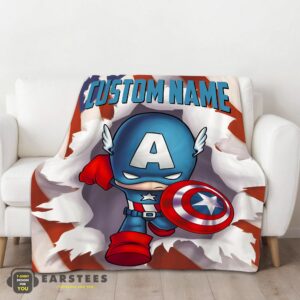 Alternative view of Good Superhero Marvel Avenger Chibi Captain America Blanket Fleece Customized Blanket