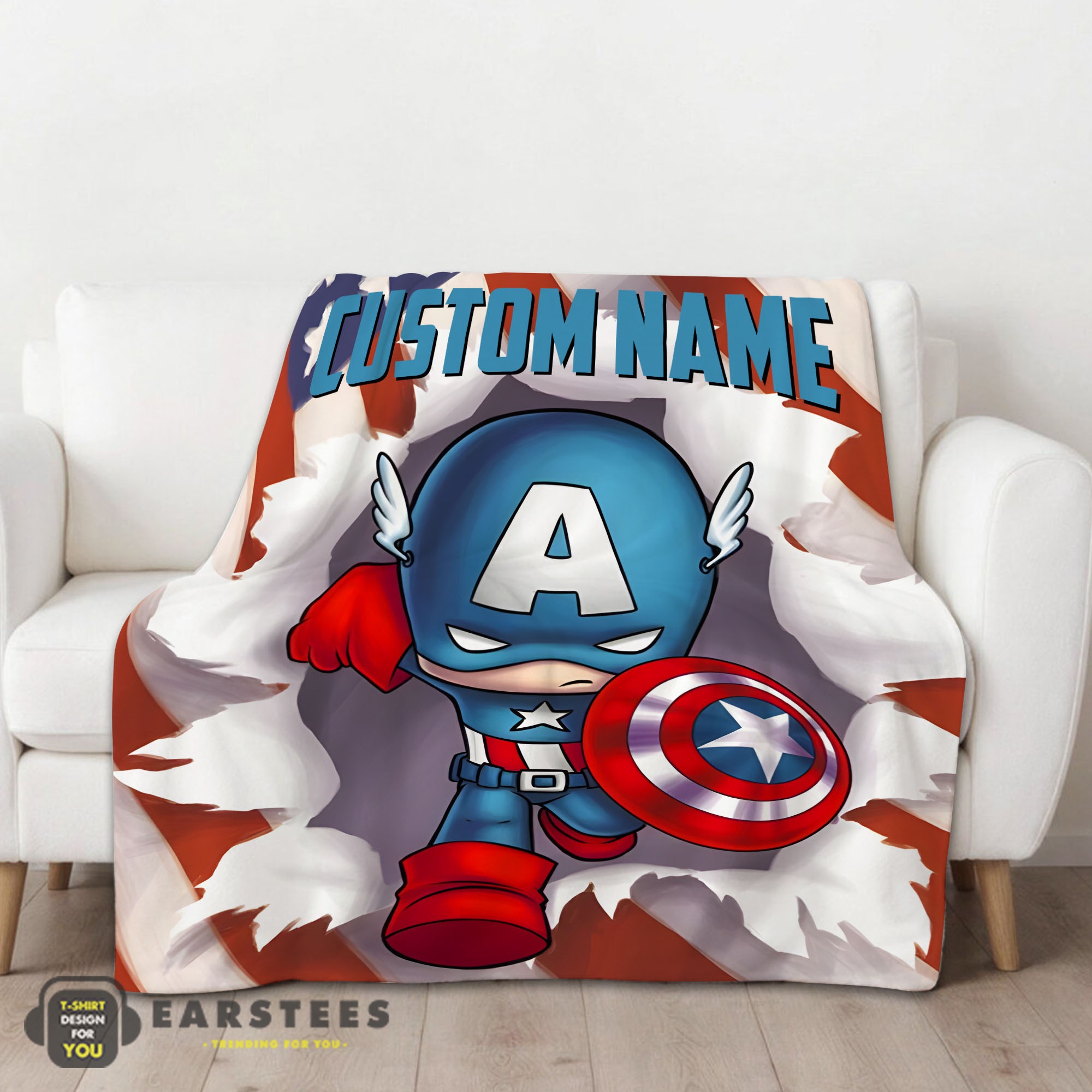 Good Superhero Marvel Avenger Chibi Captain America Blanket Fleece Customized Blanket - Image 2