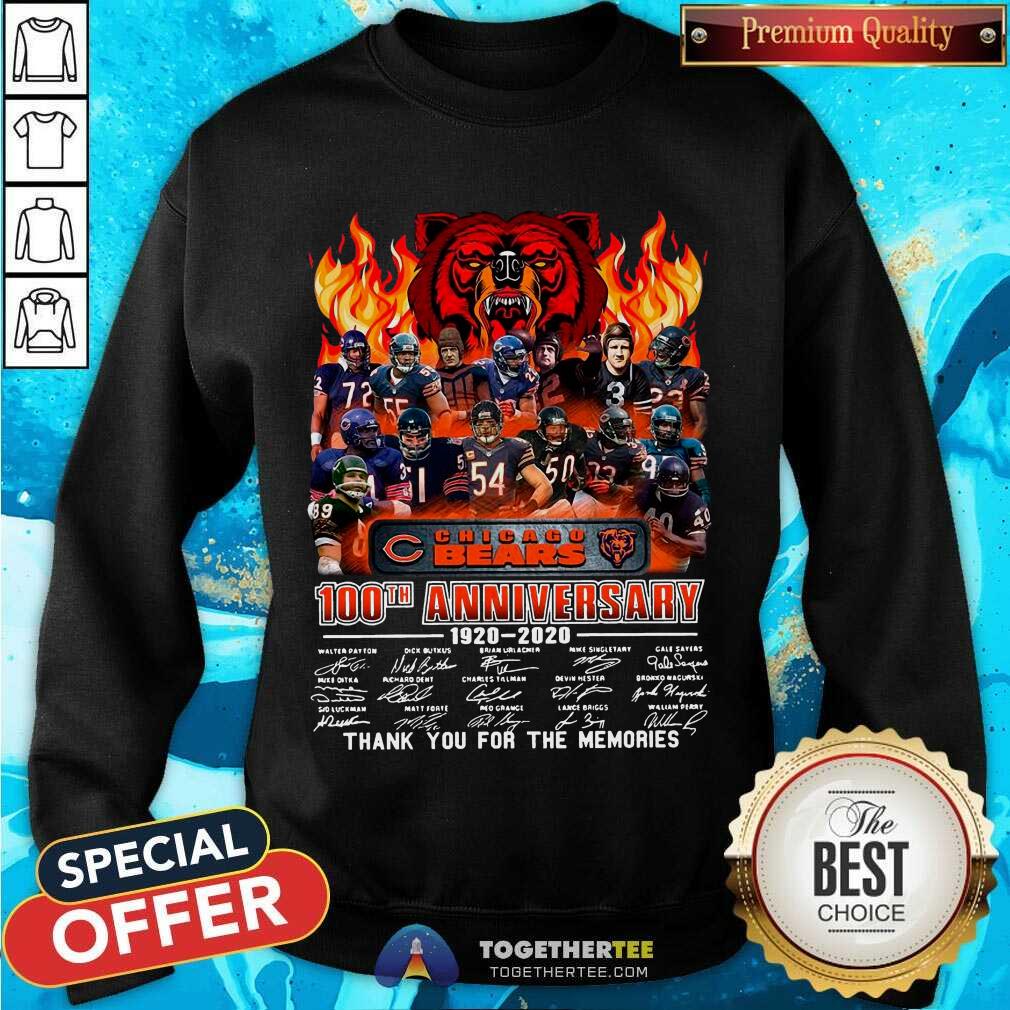 Hot Chicago Bears 100th Anniversary 1920 2020 Signatures Thank You For The Memories Shirt - Image 4