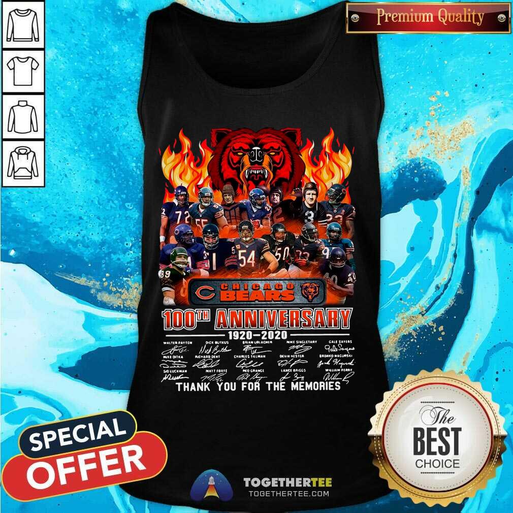 Hot Chicago Bears 100th Anniversary 1920 2020 Signatures Thank You For The Memories Shirt - Image 3