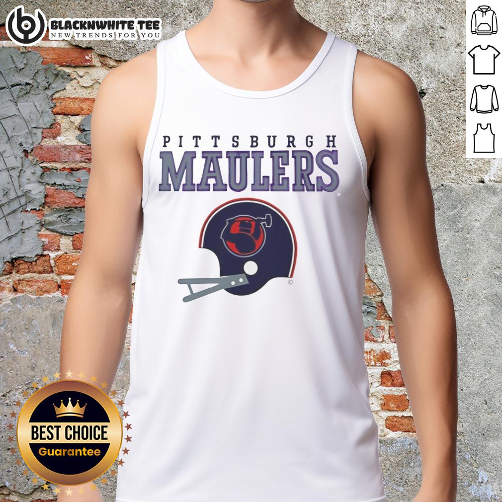 Top Pittsburgh Maulers USFL Helmet And Wordmark T-Shirt - Image 4