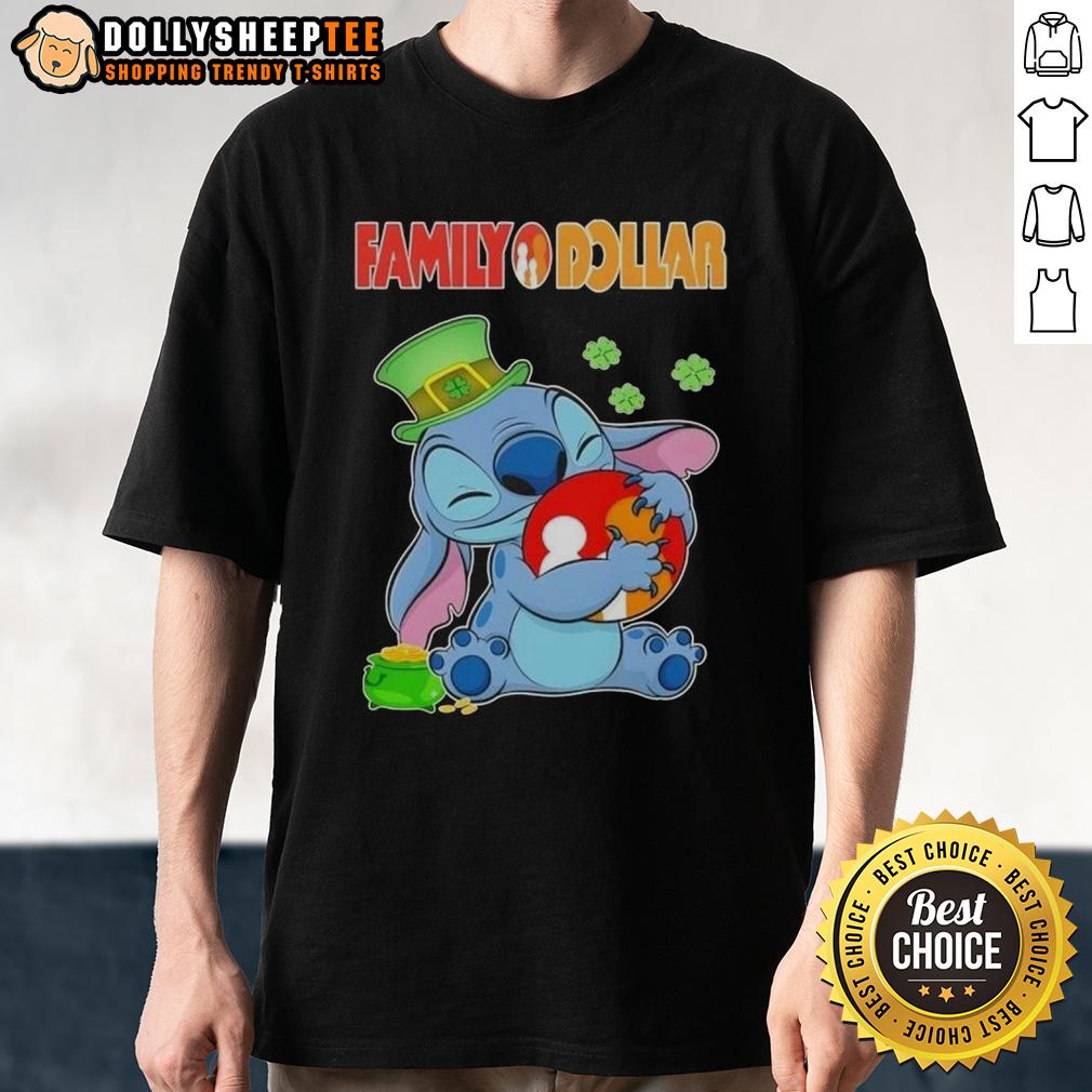 Top Stitch With St Patricks Hug Family Dollar Logo T-Shirt