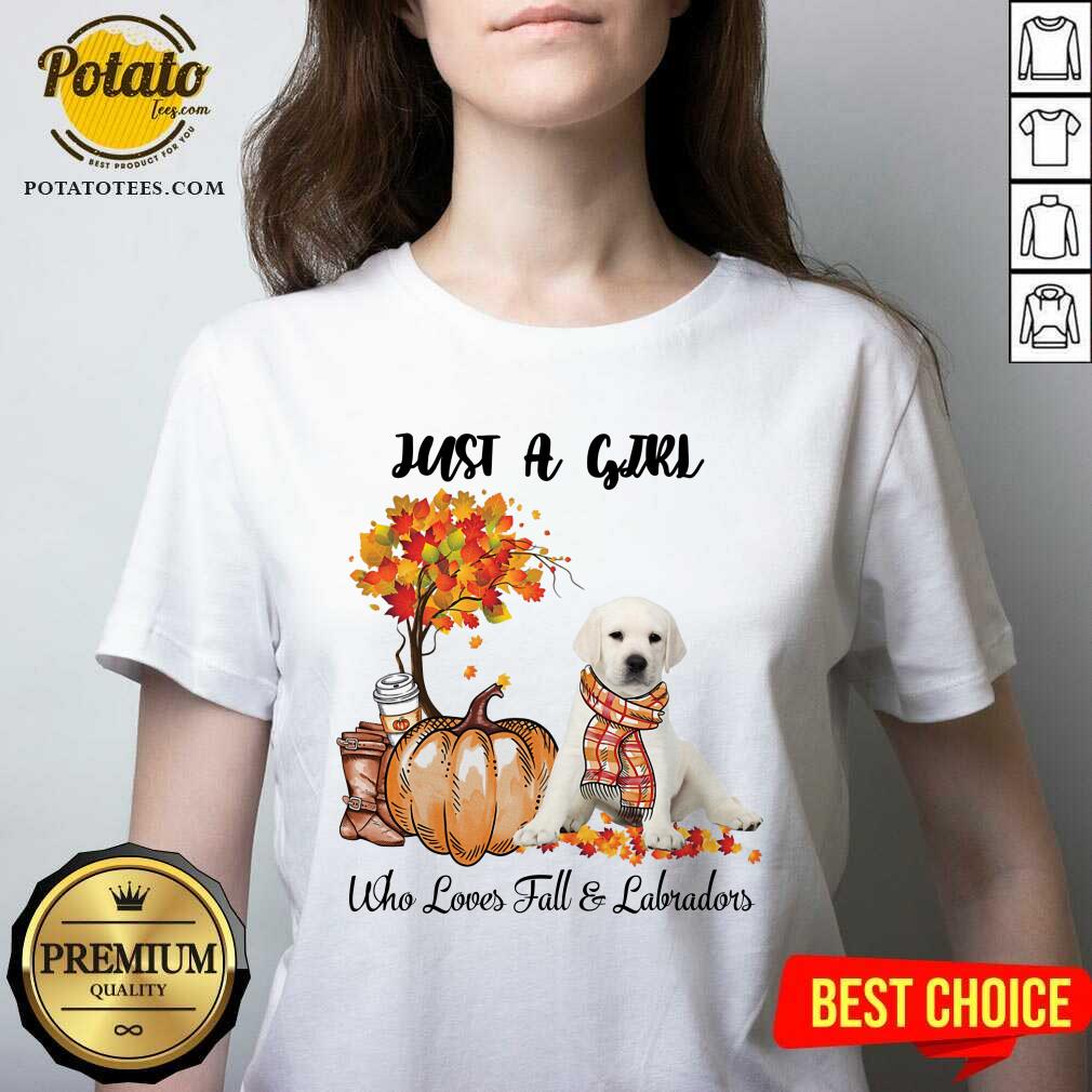 Just A Girl Who Love Fall And White Labrador Halloween Shirt - Image 2