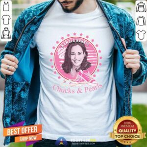 Pretty Kamala Harris Chucks And Pearls 2021 Pink America Shirt