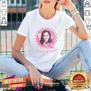 Alternative view of Pretty Kamala Harris Chucks And Pearls 2021 Pink America Shirt