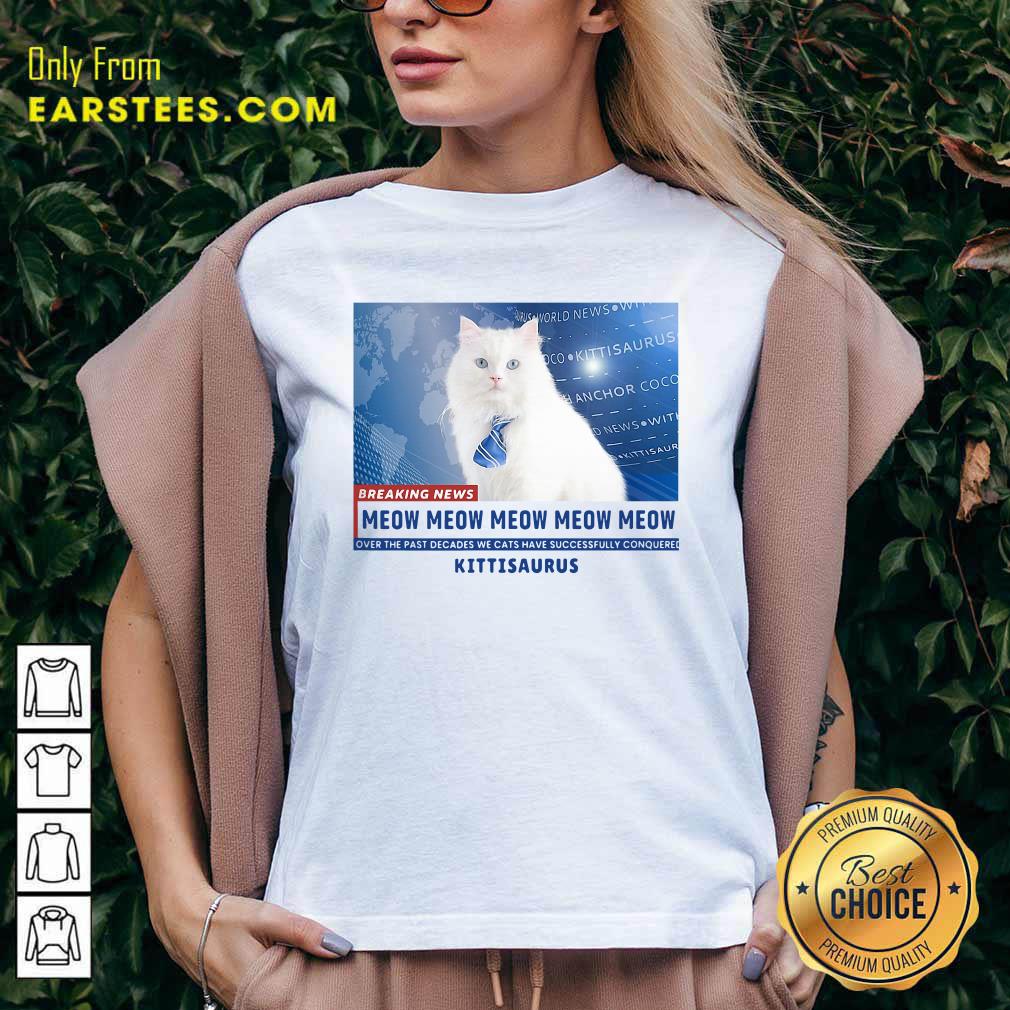 Nice Kittisaurus News Anchor CoCo Cat Shirt - Image 3