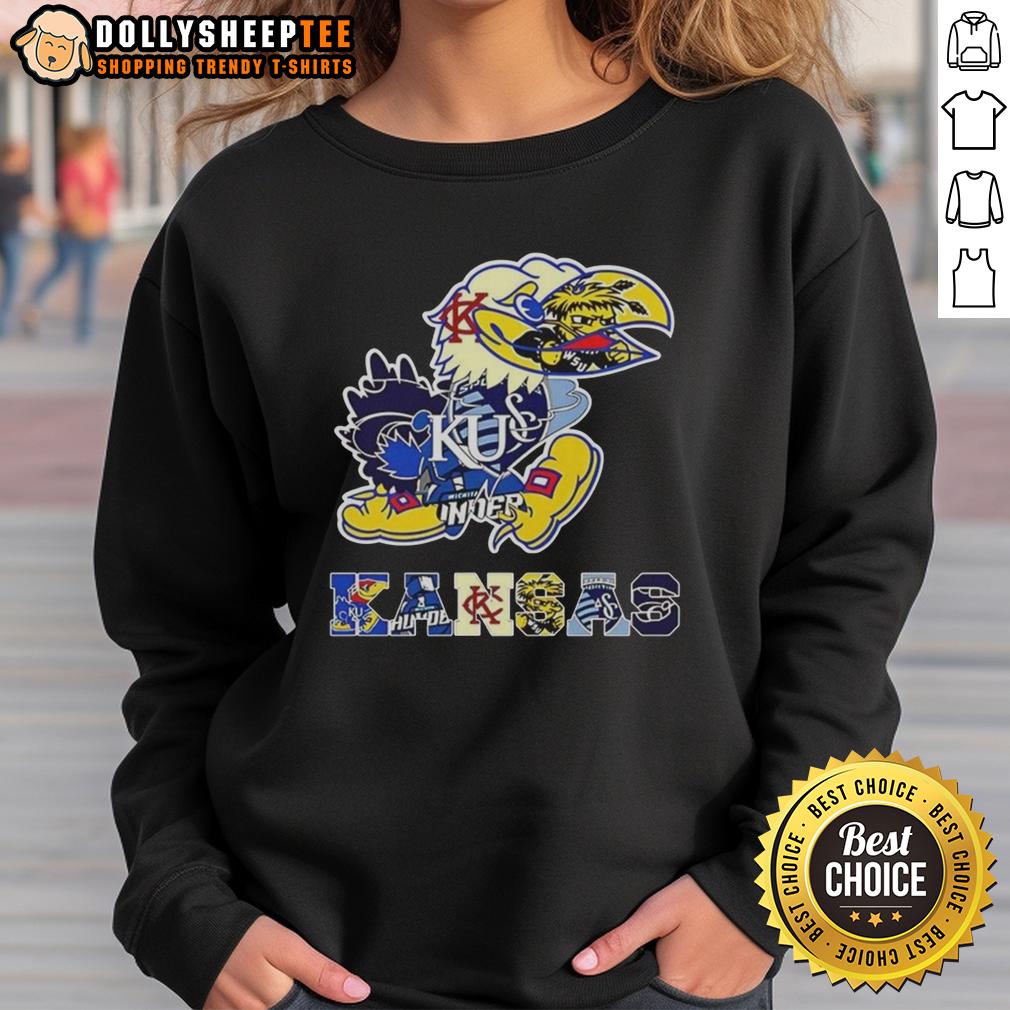 Hot Kansas Sport Teams The Logo Incorporates Schools In The State T-Shirt - Image 5
