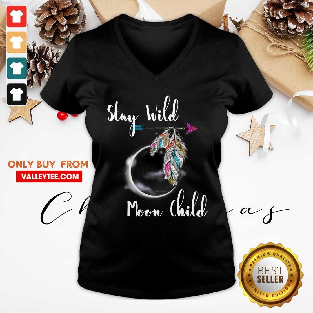 Nice Stay Wild Moon Child Boho Lunar Eclipse Cute Feathers Arrow Shirt - Image 4