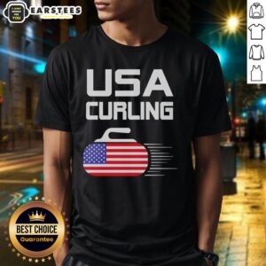 Awesome USA Curling American Flag Stone T-Shirt