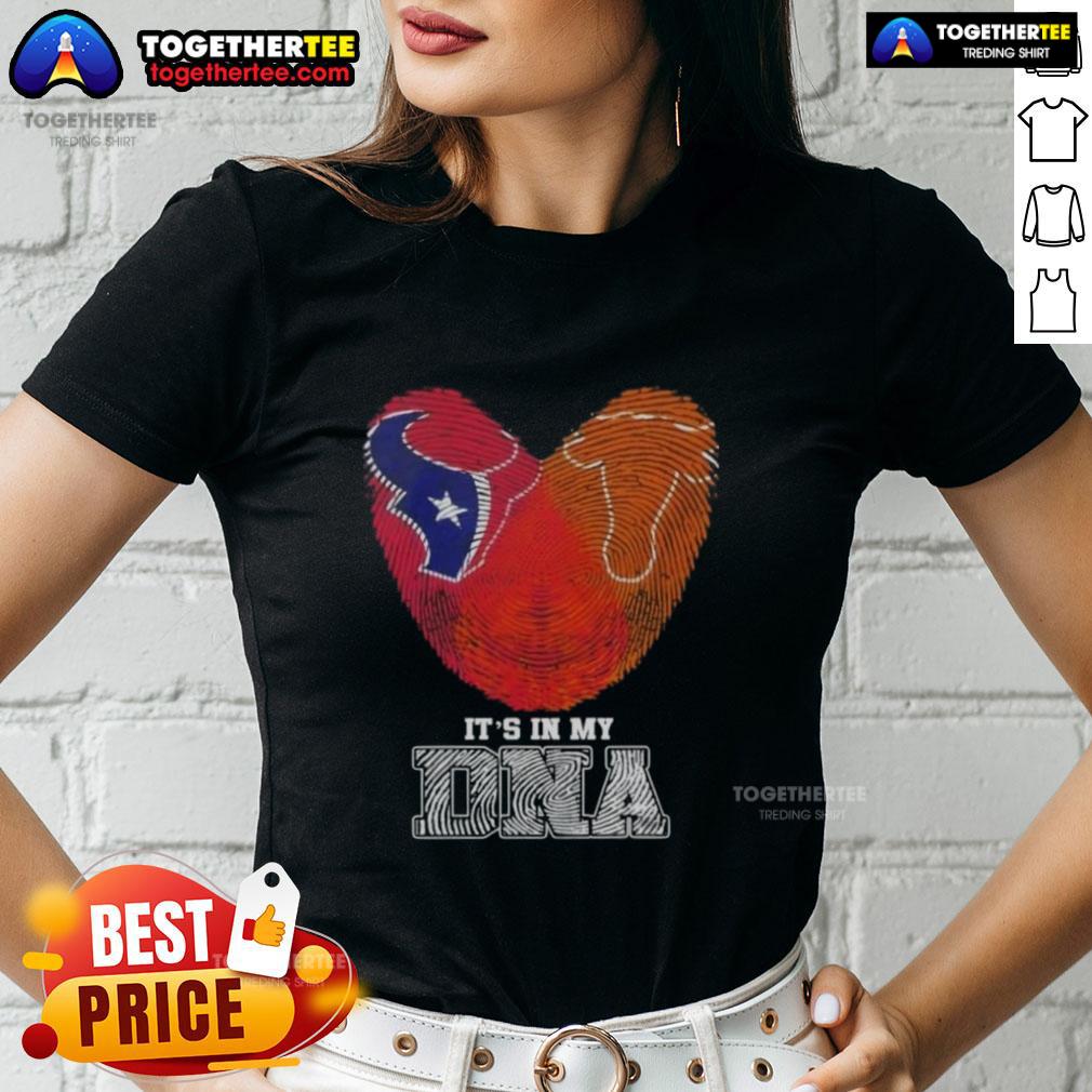 Awesome Fingerprints Houston Texans X Texas Longhorns It's In My DNA T-Shirt - Image 3