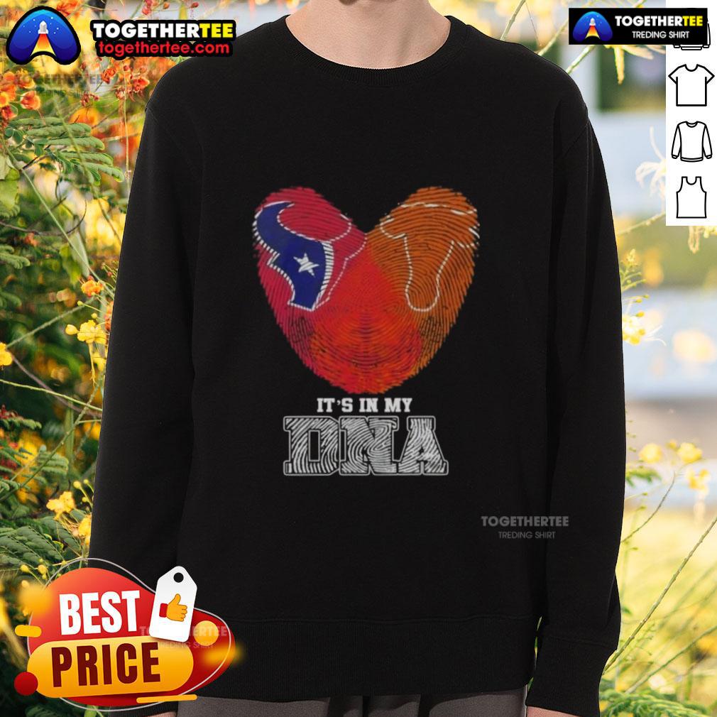 Awesome Fingerprints Houston Texans X Texas Longhorns It's In My DNA T-Shirt - Image 5