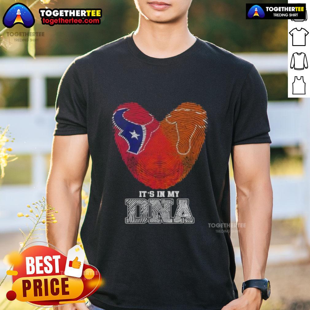 Awesome Fingerprints Houston Texans X Texas Longhorns It's In My DNA T-Shirt