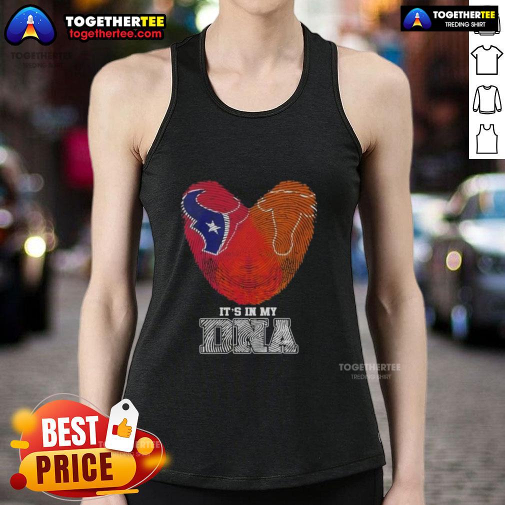Awesome Fingerprints Houston Texans X Texas Longhorns It's In My DNA T-Shirt - Image 4