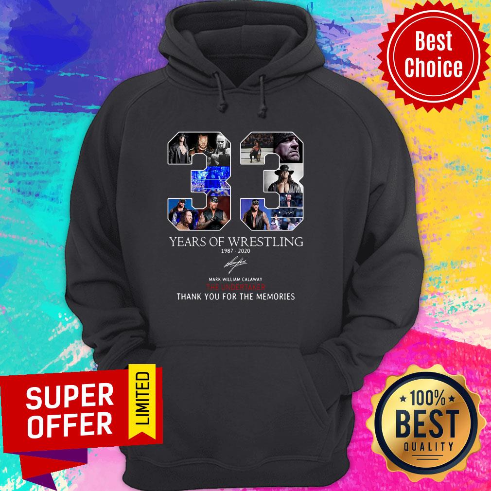 33 Years Of Wrestling 1987 2020 Mark William Calaway The Undertaker Thank You For The Memories Shirt - Image 3