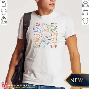 Funny Cute Doodle Animals And Creatures Kawaii Shirt