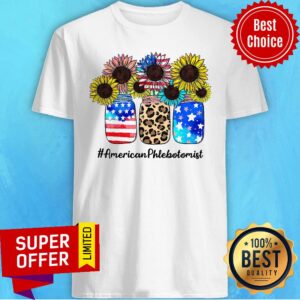 Sunflower American Flag Phlebotomist Shirt