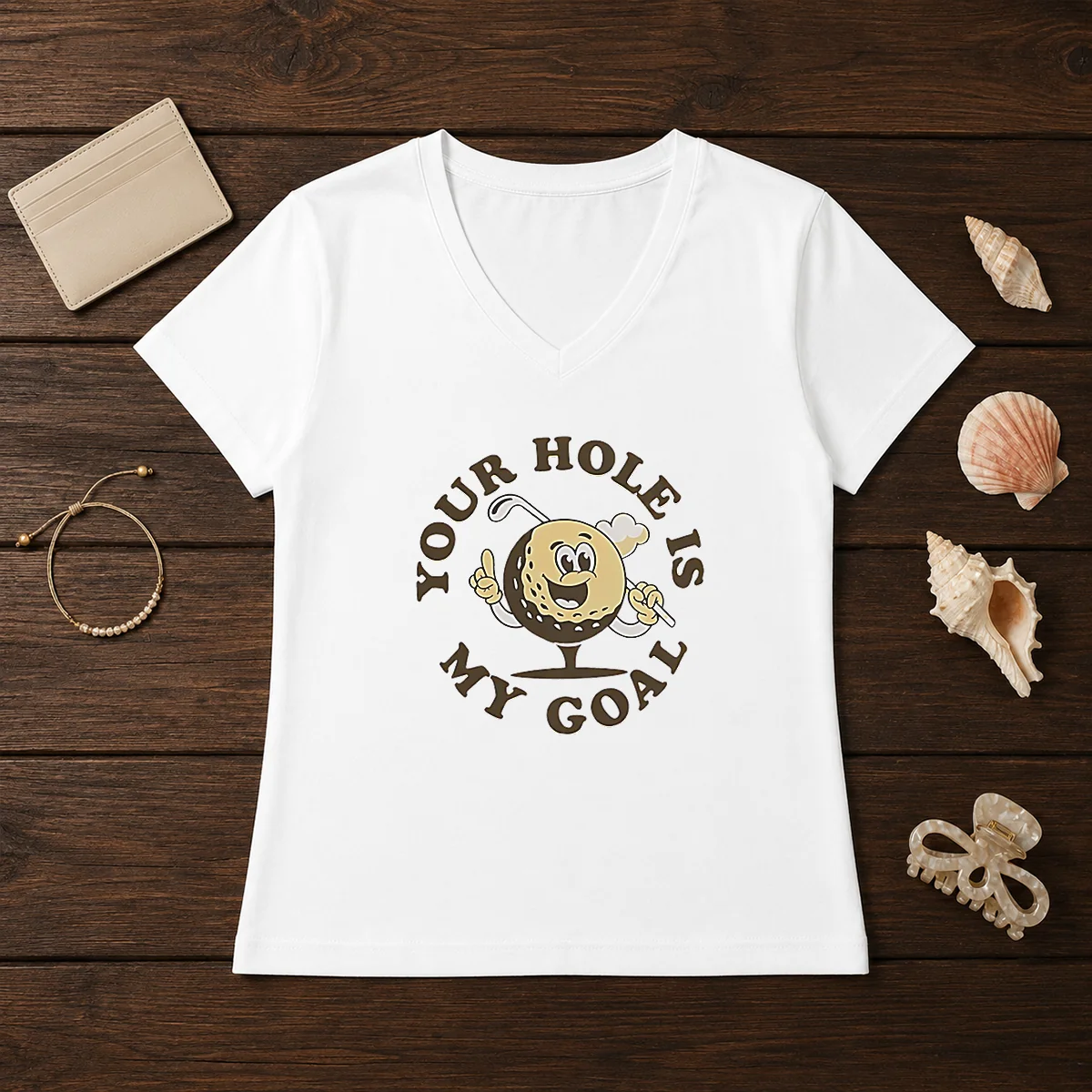 Pretty Your Hole Is My Goal Retro Golf Cartoon Shirt - Image 2