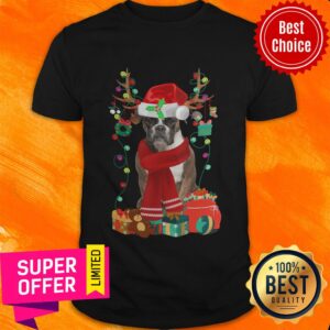 Merry Christmas Boxer Black Reindeer Gift Shirt