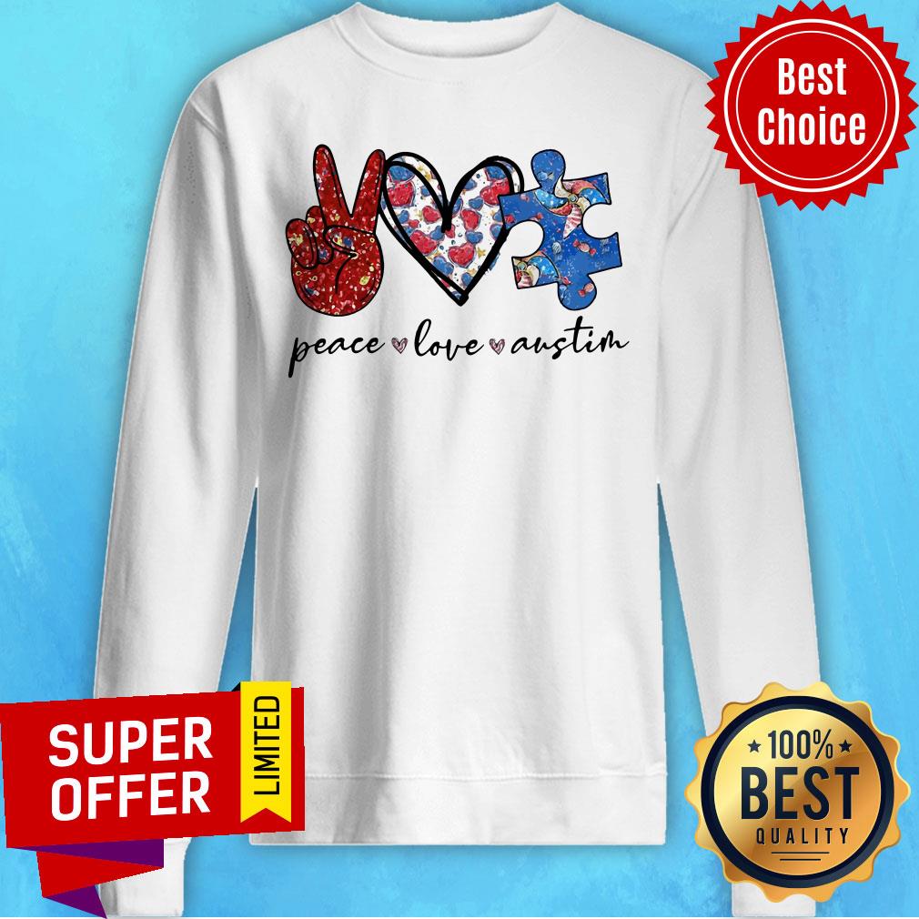 Awesome Peace Love Autism Shirt - Image 2