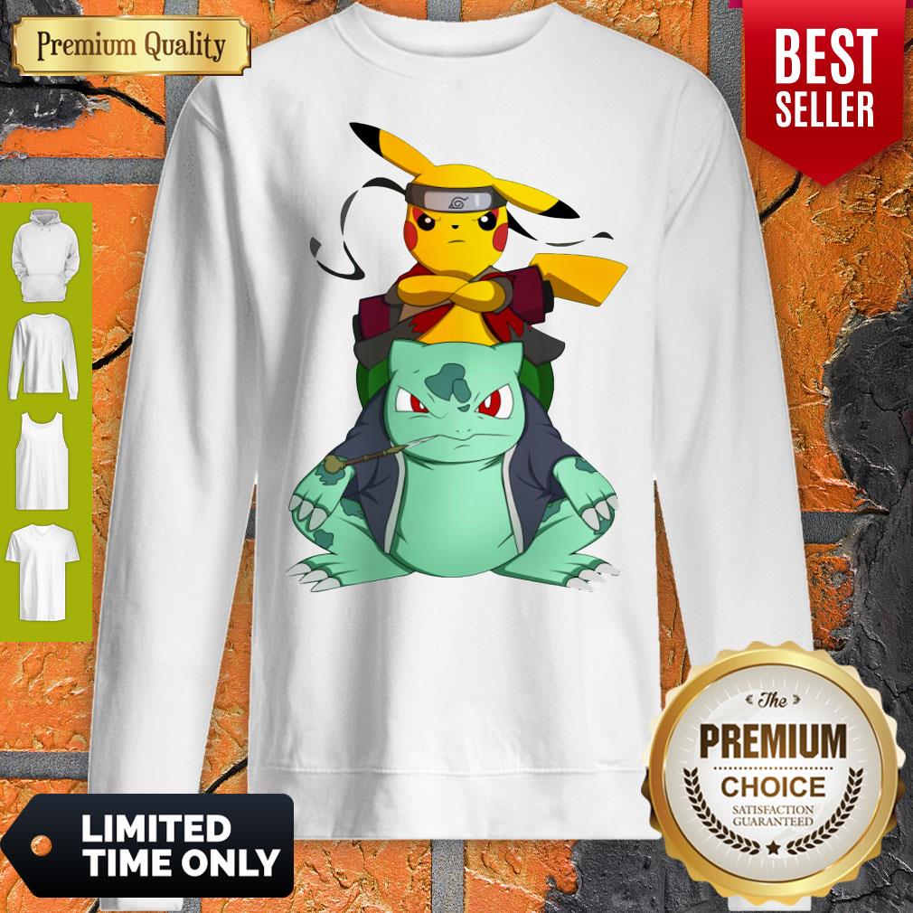 Pokemon Pikachu And Bulbasaur Mashup Naruto Jiraiya Shirt - Image 4