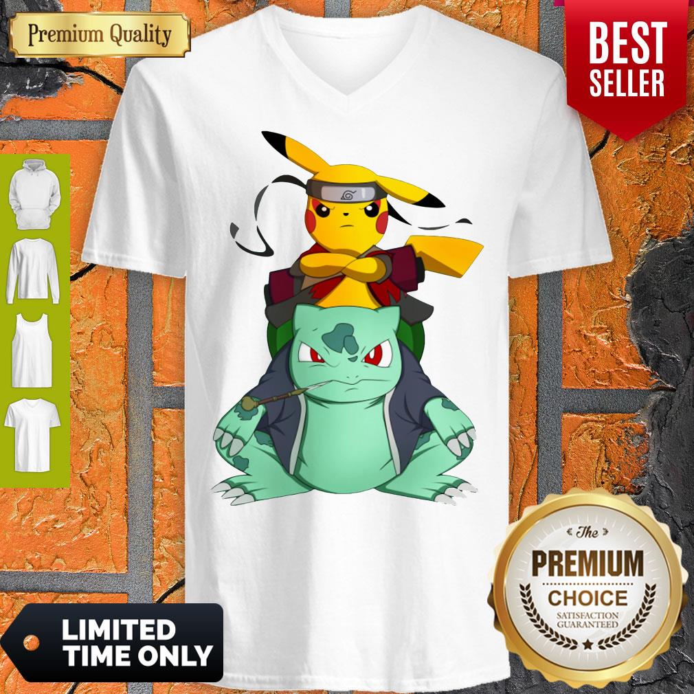 Pokemon Pikachu And Bulbasaur Mashup Naruto Jiraiya Shirt - Image 3