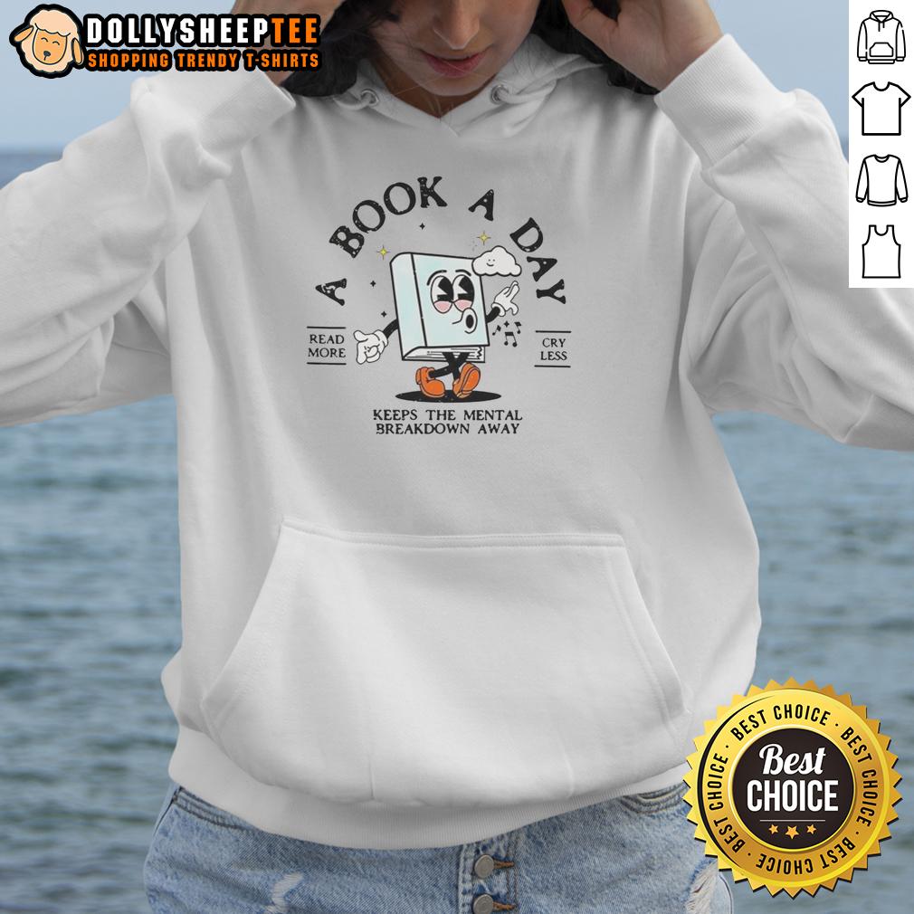 Top Bookish Mental Health Book A Day Retro Read More Book T-Shirt - Image 2