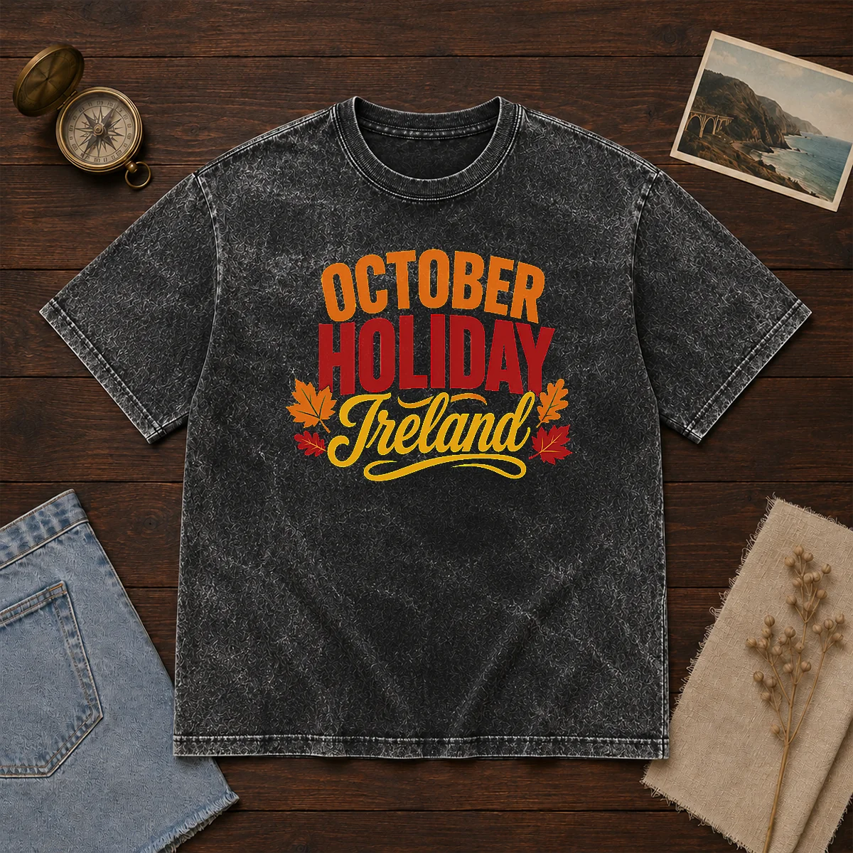 Pretty October Holiday Ireland Cozy Fall Typography Vector Shirt - Image 8